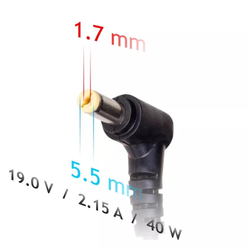 Fonte de alimentação para portátil Akyga AK-ND-47 para Acer, 40 W, 19 V / 2,15 A, 5,5 x 1,7 mm
