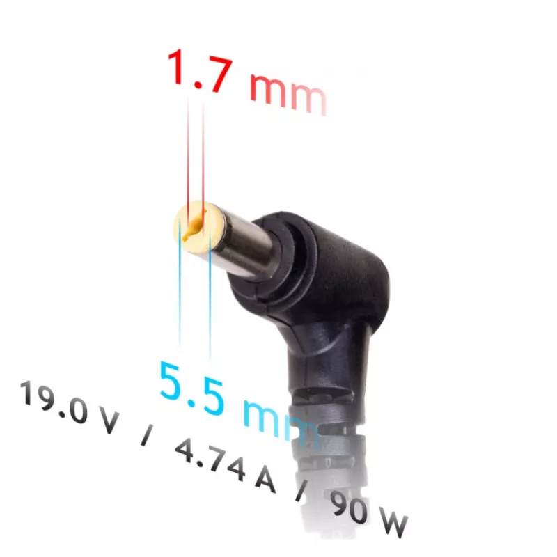 Fonte de alimentação para portátil de automóvel Akyga AK-ND-43 para Acer, 90 W, 19 V / 4,74 A, 5,5 x 1,7 mm, entrada 12 V