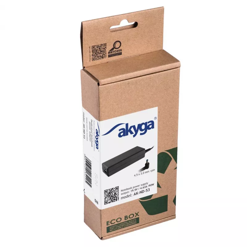 Fonte de alimentação para portátil Akyga AK-ND-53 19,5 V / 4,62 A, 90 W, ficha 4,5 x 3,0 mm com pino, para Dell