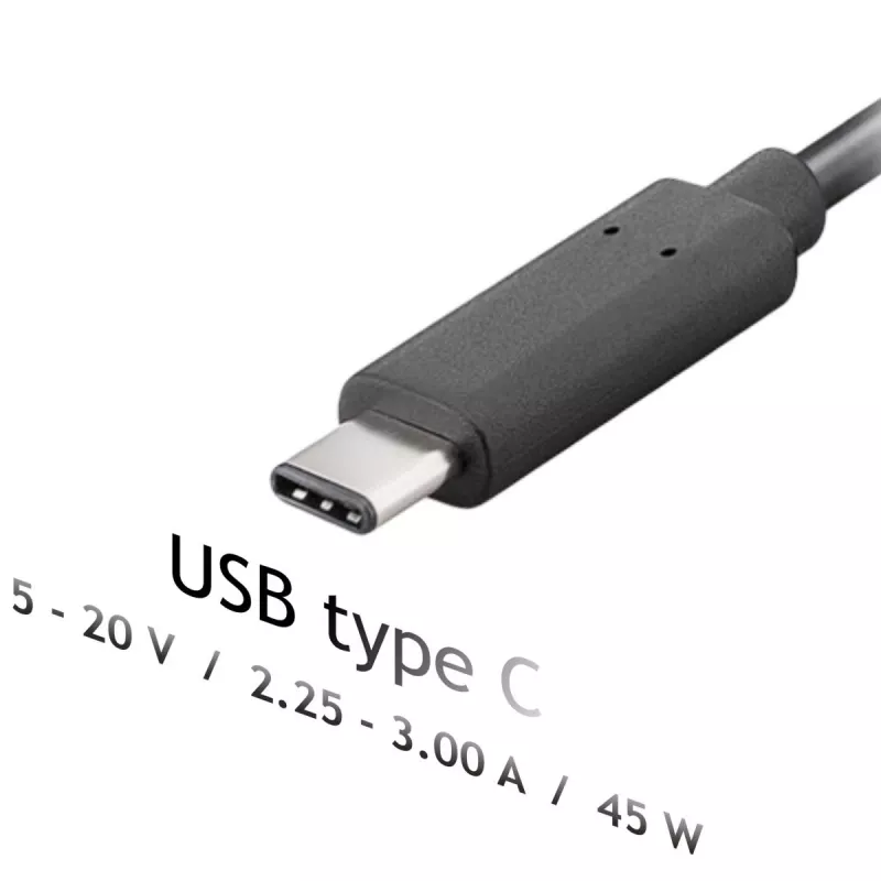 Fonte de alimentação para portátil USB-C Akyga AK-ND-60 45 W, Power Delivery, 5–20 V, 1,2 m