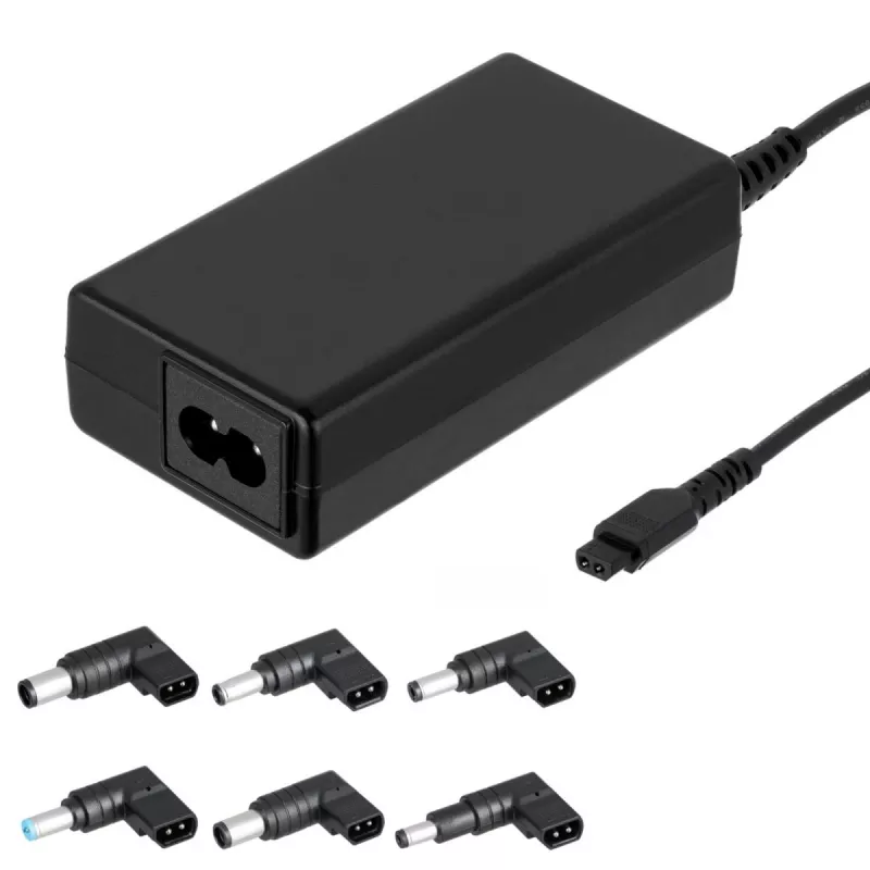Fonte de alimentação universal para portátil Akyga AK-NU-12 65 W, 18,5–20 V, 6 fichas intercambiáveis, preto