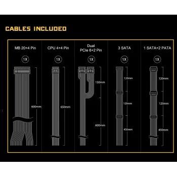 Fonte de alimentação ASROCK CL-650G Challenger 650 W 20+4 pin ATX 80 PLUS Gold, ventoinha de 120 mm, preto