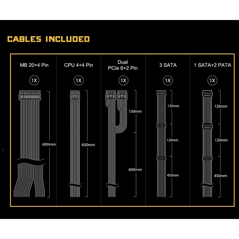 Fonte de alimentação ASROCK CL-650G Challenger 650 W 20+4 pin ATX 80 PLUS Gold, ventoinha de 120 mm, preto