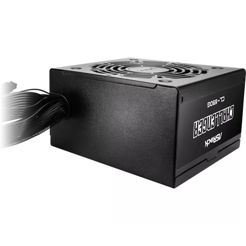 Fonte de alimentação ASROCK CL-650G Challenger 650 W 20+4 pin ATX 80 PLUS Gold, ventoinha de 120 mm, preto