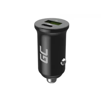 Carregador para automóvel Green Cell CADM-GC-38AC 38W, 1x USB-C (PD 3.0) + 1x USB-A, caixa de alumínio, preto