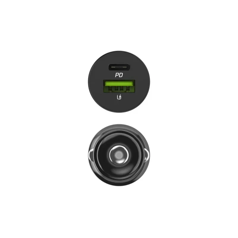 Carregador para automóvel Green Cell CADM-GC-38AC 38W, 1x USB-C (PD 3.0) + 1x USB-A, caixa de alumínio, preto