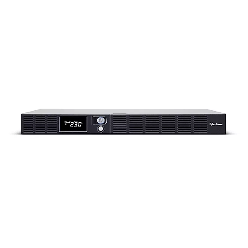 Unidade de alimentação ininterrupta CYBERPOWER OR1000ERM1U — 1 kVA (600 W), line-interactive, rack 1U, 6× saídas C13, LCD, prateado