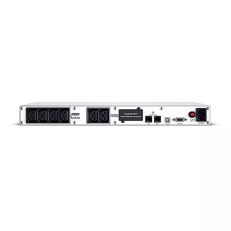 Unidade de alimentação ininterrupta CYBERPOWER OR1000ERM1U — 1 kVA (600 W), line-interactive, rack 1U, 6× saídas C13, LCD, prateado
