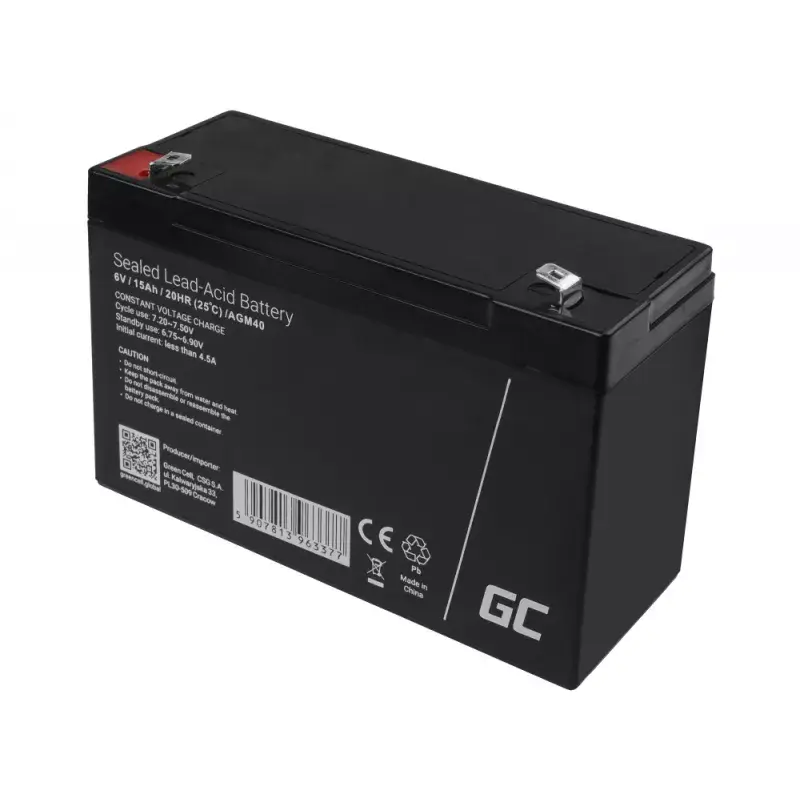Green Cell AGM40 bateria VRLA AGM, 6 V 15 Ah