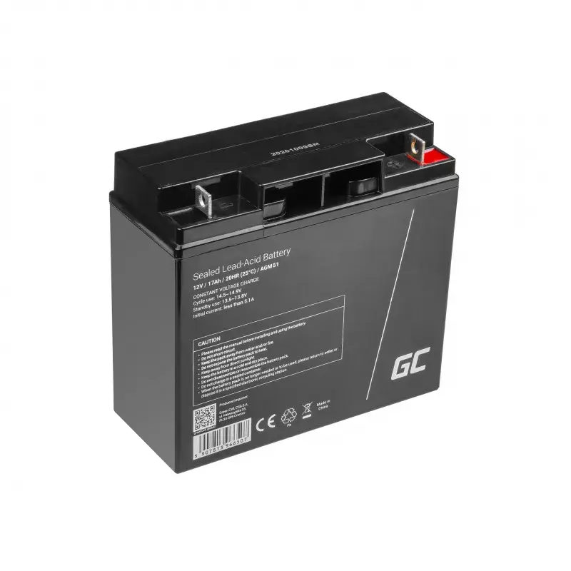 Green Cell AGM51 bateria AGM de chumbo-ácido selada, VRLA, 12 V 17 Ah, sem manutenção, 77×181×167 mm