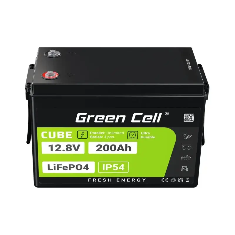 Bateria UPS Green Cell LFPGC12V200AH fosfato de ferro-lítio 12,8 V 200 Ah, 395×195×275 mm, 20,5 kg