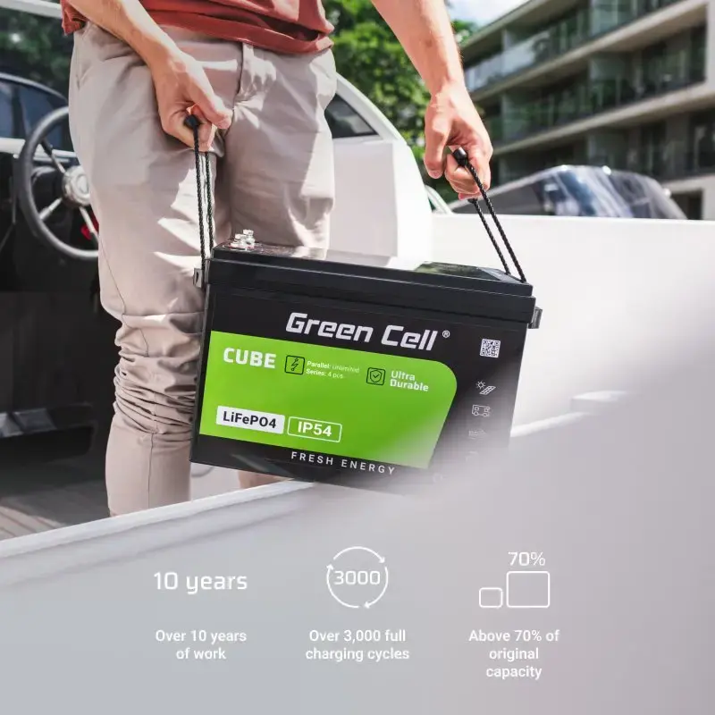 Bateria UPS Green Cell LFPGC12V200AH fosfato de ferro-lítio 12,8 V 200 Ah, 395×195×275 mm, 20,5 kg