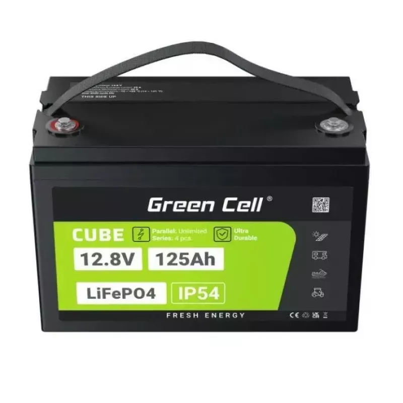 Green Cell CUBE LFPGC12V125AH bateria LiFePO4 12,8 V 125 Ah 1600 Wh, IP54, 13,5 kg