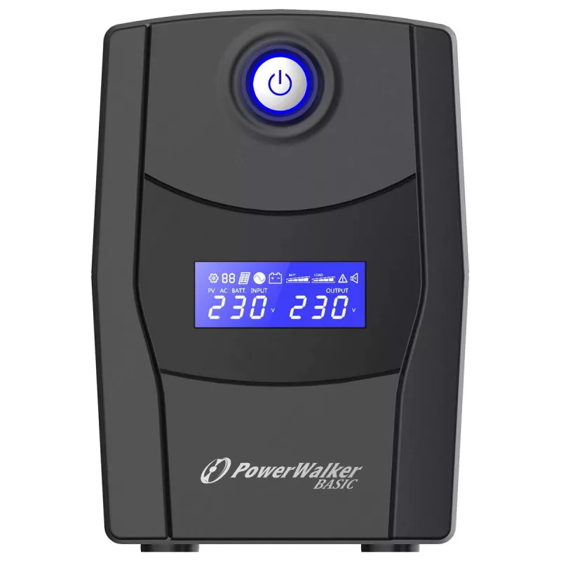 Fonte de alimentação ininterrupta PowerWalker VI 1000 STL, Line-Interactive 1 kVA (600 W), 230 V, AVR, LCD, 2 tomadas Type E, USB