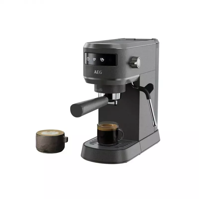 Máquina de café expresso AEG EC6-1-6BST, manual, aparelho de bancada, depósito de água 1,0 l, 15 bar, espumador de leite, 1450 W, controlo por toque, preto
