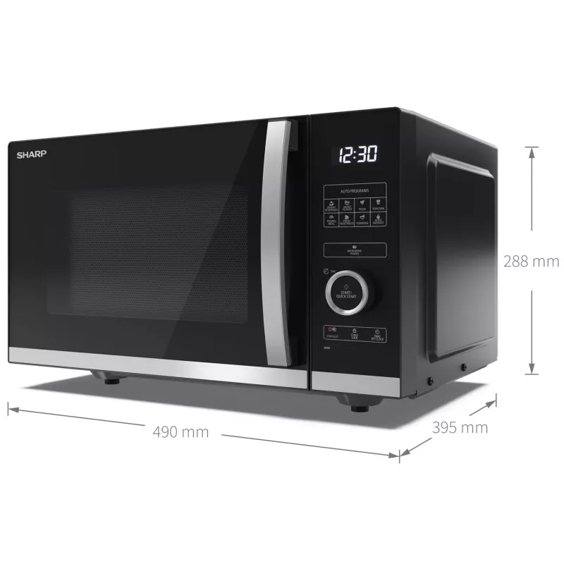 Micro-ondas Sharp YC-QS254AE-B preto, aço inoxidável micro-ondas solo de bancada 25 l 900 W