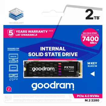 SSD Goodram PX700 SSDPR-PX700-02T-80 unidade de estado sólido interna 2 TB M.2 PCI Express 4.0 NVMe 3D-NAND