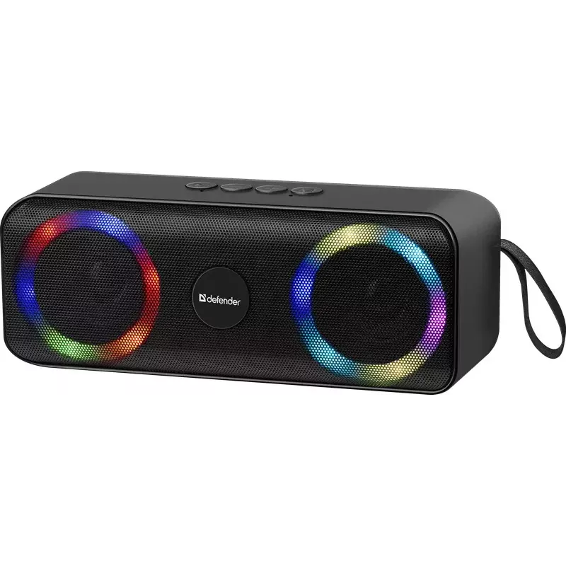 Altifalante Bluetooth mono portátil DEFENDER Q1 preto, 10 W RMS, 1200 mAh, Bluetooth 5.0, MicroSD, FM, AUX, USB