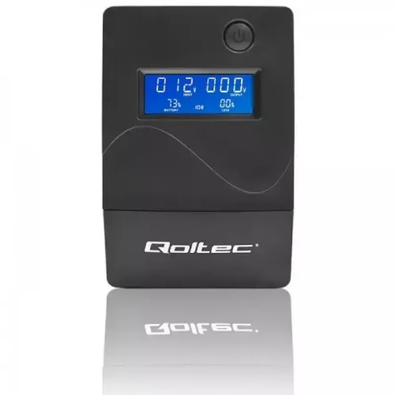 Qoltec Monolith 53979 UPS, line-interactive, 850 VA / 480 W, 2 tomadas Schuko, LCD, USB, RJ45