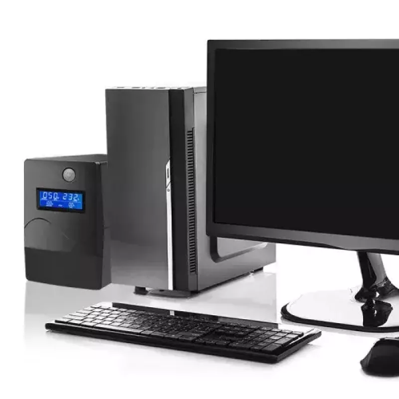 Qoltec Monolith 53979 UPS, line-interactive, 850 VA / 480 W, 2 tomadas Schuko, LCD, USB, RJ45