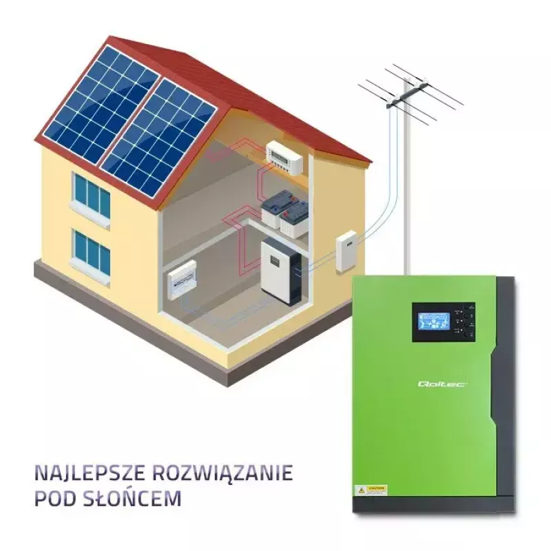 Qoltec 53886 inversor solar híbrido off-grid, 3,5 kW, 100 A MPPT, 24 V, onda sinusoidal pura