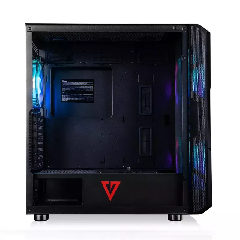 Caixa de PC MODECOM AMIRANI ARGB Midi Tower, preta, vidro temperado, 2x200mm frontais + 1x120mm traseira, USB-A 2x, USB-C 1x, suporta ATX/ITX, GPU até 35 cm