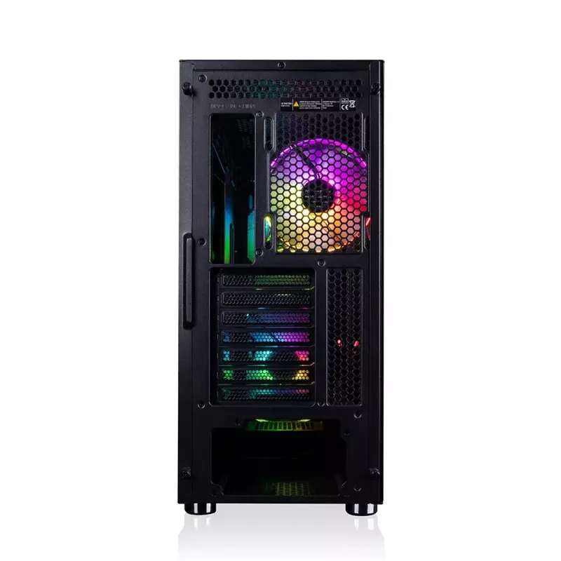Caixa de PC MODECOM AMIRANI ARGB Midi Tower, preta, vidro temperado, 2x200mm frontais + 1x120mm traseira, USB-A 2x, USB-C 1x, suporta ATX/ITX, GPU até 35 cm