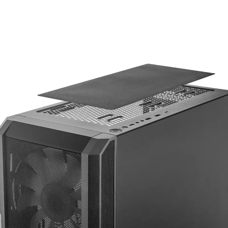 Caixa de PC MODECOM AMIRANI ARGB Midi Tower, preta, vidro temperado, 2x200mm frontais + 1x120mm traseira, USB-A 2x, USB-C 1x, suporta ATX/ITX, GPU até 35 cm