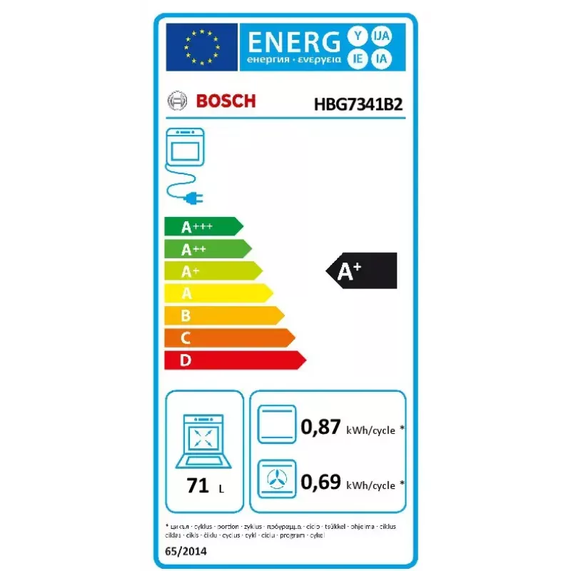 Forno elétrico de encastrar Bosch Serie 8 HBG7341B2 — elétrico, 71 L, 3600 W, controlo tátil, preto