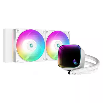 Cooler líquido all-in-one DeepCool LS520 SE WH – radiador de 240 mm, 2 ventoinhas PWM de 120 mm, branco, base de cobre