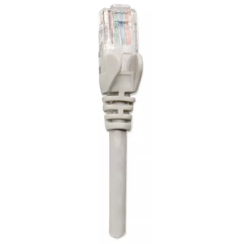 Intellinet 319768 Cat5e U/UTP cabo patch, 3 m, RJ45-RJ45, CCA, PVC, contactos banhados a ouro, snagless, cinzento