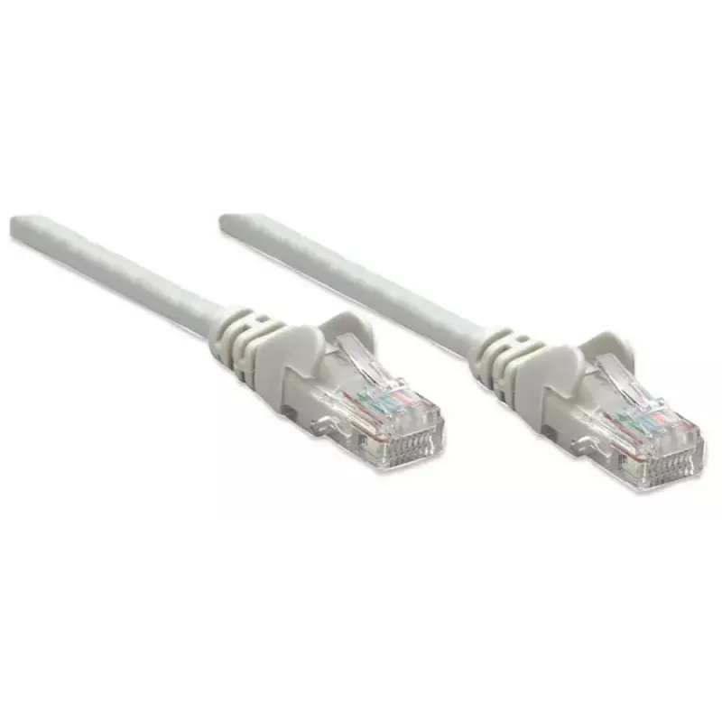 Intellinet 319768 Cat5e U/UTP cabo patch, 3 m, RJ45-RJ45, CCA, PVC, contactos banhados a ouro, snagless, cinzento