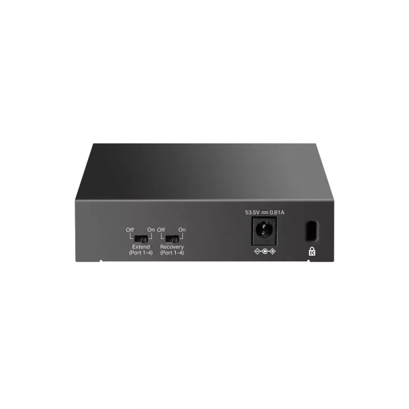 Switch não gerido TP-LINK LS105P, 5 portas Fast Ethernet (10/100), 4 portas PoE, capacidade de comutação 1 Gbit/s, sem ventoinha, preto