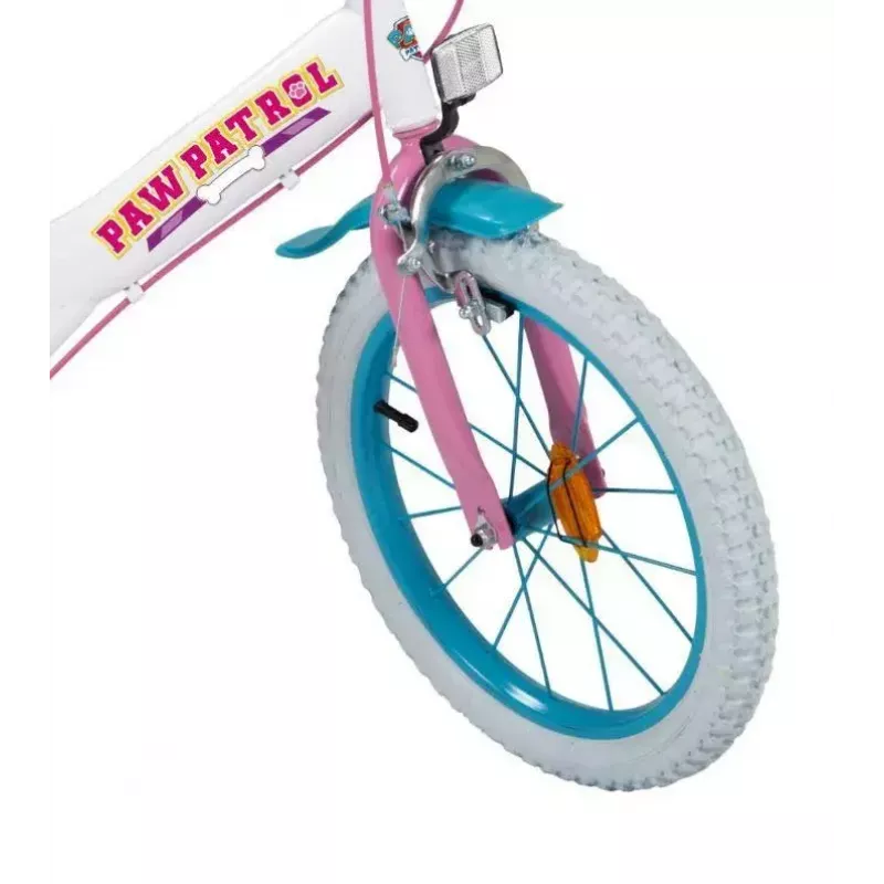 Bicicleta infantil Toimsa 16 polegadas modelo 1681 — quadro de aço, rodas de 16 polegadas com ar, travões de aro dianteiro e traseiro, com rodas de apoio e cesto (PAW Patrol)
