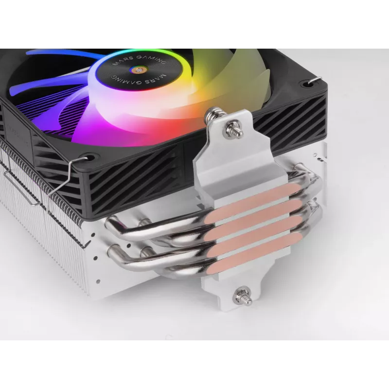 Arrefecedor de ar TACENS Mars Gaming MCPU-X4ARGB — ventoinha ARGB de 120 mm, 4 heatpipes, TDP 220 W, PWM, suporte LGA1200