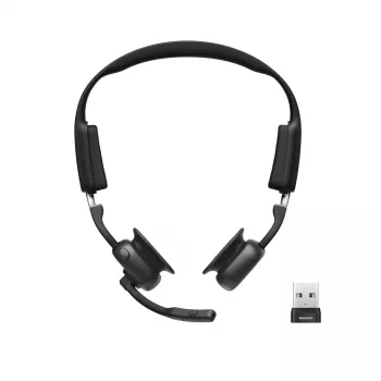Headset de videoconferência sem fios com condução óssea SHOKZ OpenMeet UC Bluetooth com adaptador USB-A
