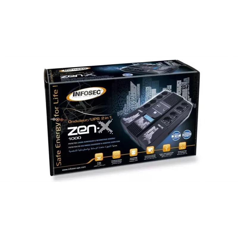 Unidade de alimentação ininterrupta UPS Infosec Zen-X 1000 1 kVA 600 W 8 saídas AC