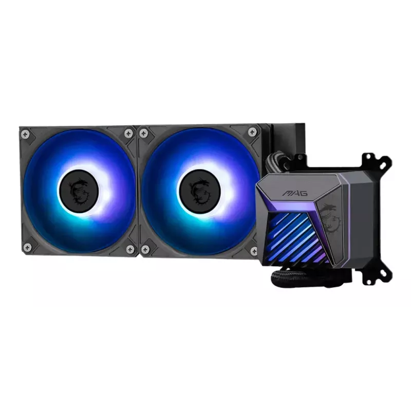 Refrigeração líquida tudo-em-um MSI MAG Coreliquid A15 240 — radiador de 240 mm, 2 ventoinhas de 120 mm, LGA1700/AM4/AM5, preto