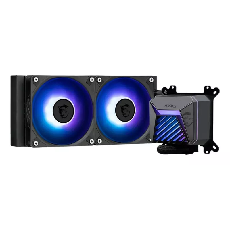 Refrigeração líquida tudo-em-um MSI MAG Coreliquid A15 240 — radiador de 240 mm, 2 ventoinhas de 120 mm, LGA1700/AM4/AM5, preto
