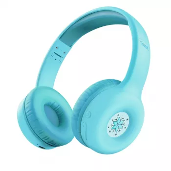 Headset TRUST Nouna bináurico Bluetooth/USB-C com fios e sem fios, dobrável, para crianças, azul, drivers de 4 cm