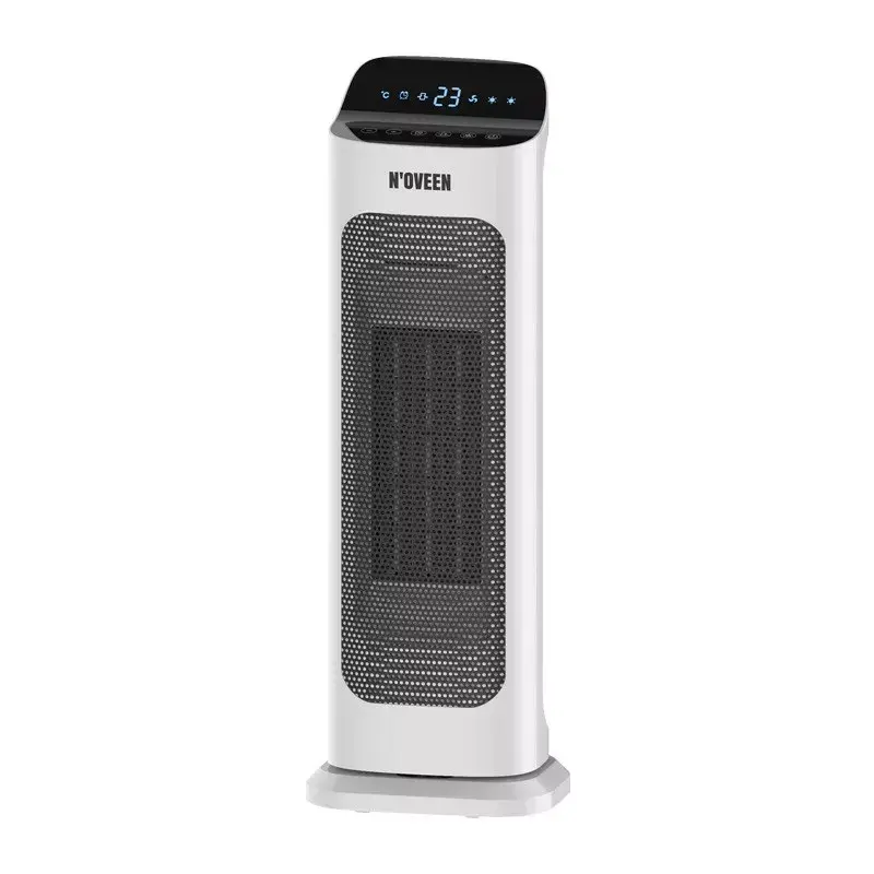 Aquecedor elétrico cerâmico NOVEEN PTC2000 — 2000 W, termostato ajustável, ecrã LED, temporizador, comando, branco