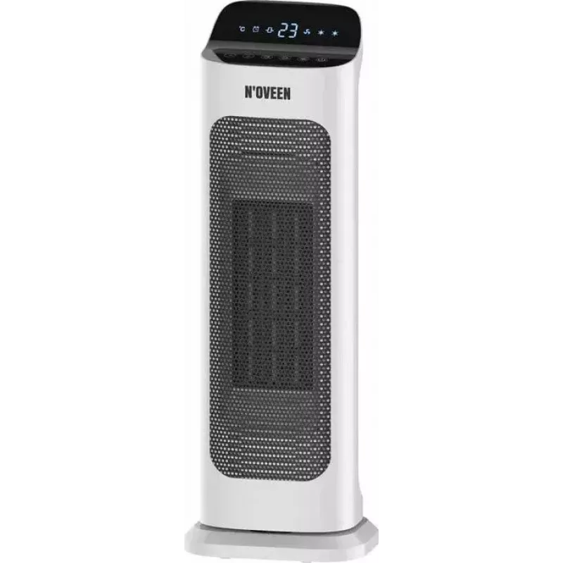 Aquecedor elétrico cerâmico NOVEEN PTC2000 — 2000 W, termostato ajustável, ecrã LED, temporizador, comando, branco