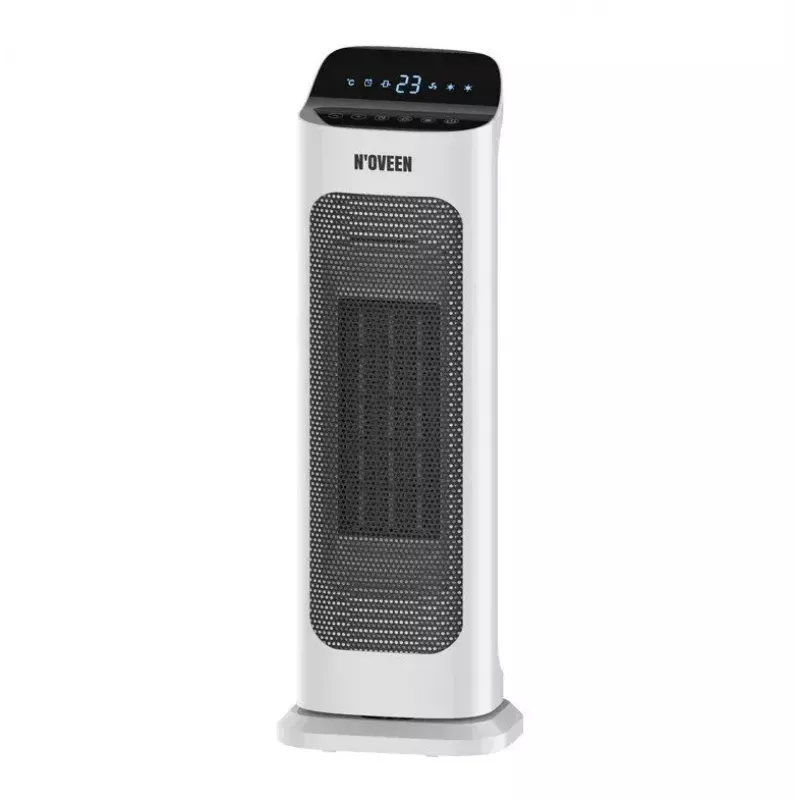 Aquecedor elétrico cerâmico NOVEEN PTC2000 — 2000 W, termostato ajustável, ecrã LED, temporizador, comando, branco