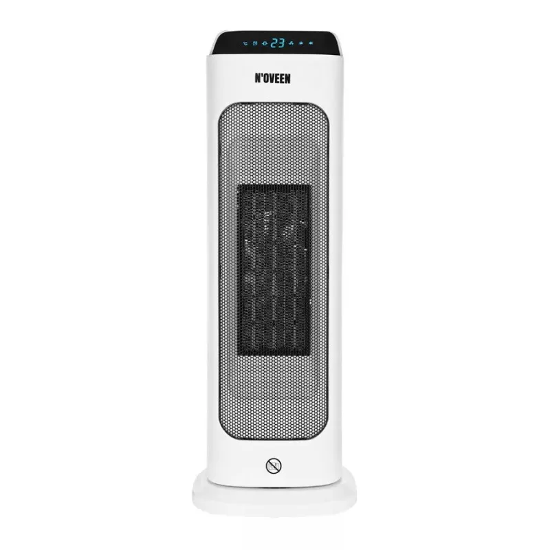 Aquecedor elétrico cerâmico NOVEEN PTC2000 — 2000 W, termostato ajustável, ecrã LED, temporizador, comando, branco