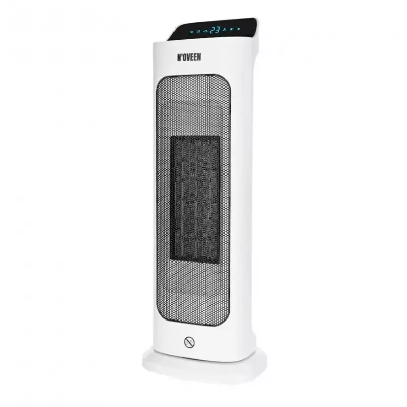 Aquecedor elétrico cerâmico NOVEEN PTC2000 — 2000 W, termostato ajustável, ecrã LED, temporizador, comando, branco