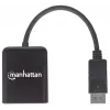 Manhattan divisor DisplayPort 1.2 com 2 portas DisplayPort 1.2 e MST, 4K@30Hz, alimentado por USB-A, função de videowall, preto, MST = Multi-Stream Transport, 3 anos de garantia