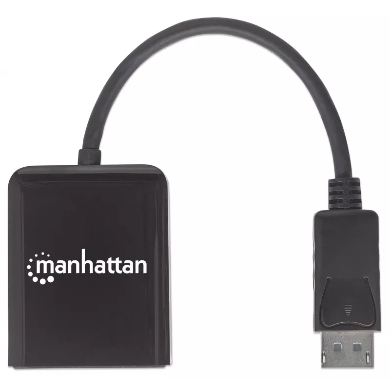 Manhattan divisor DisplayPort 1.2 com 2 portas DisplayPort 1.2 e MST, 4K@30Hz, alimentado por USB-A, função de videowall, preto, MST = Multi-Stream Transport, 3 anos de garantia