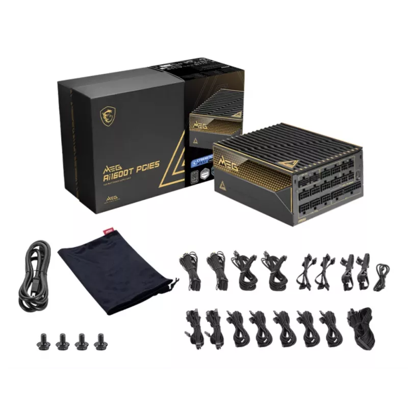 Fonte de alimentação MSI MEG Ai1600T PCIE5 1600 W 24-Pin-ATX ATX preto