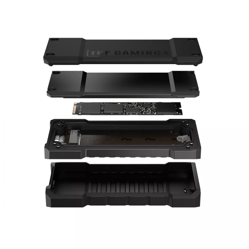 Caixa para SSD ASUS TUF Gaming A2 preta para M.2 PCIe / SATA, USB 3.2 Gen 2x2 20 Gbit/s, até 4 TB, alumínio, IP68