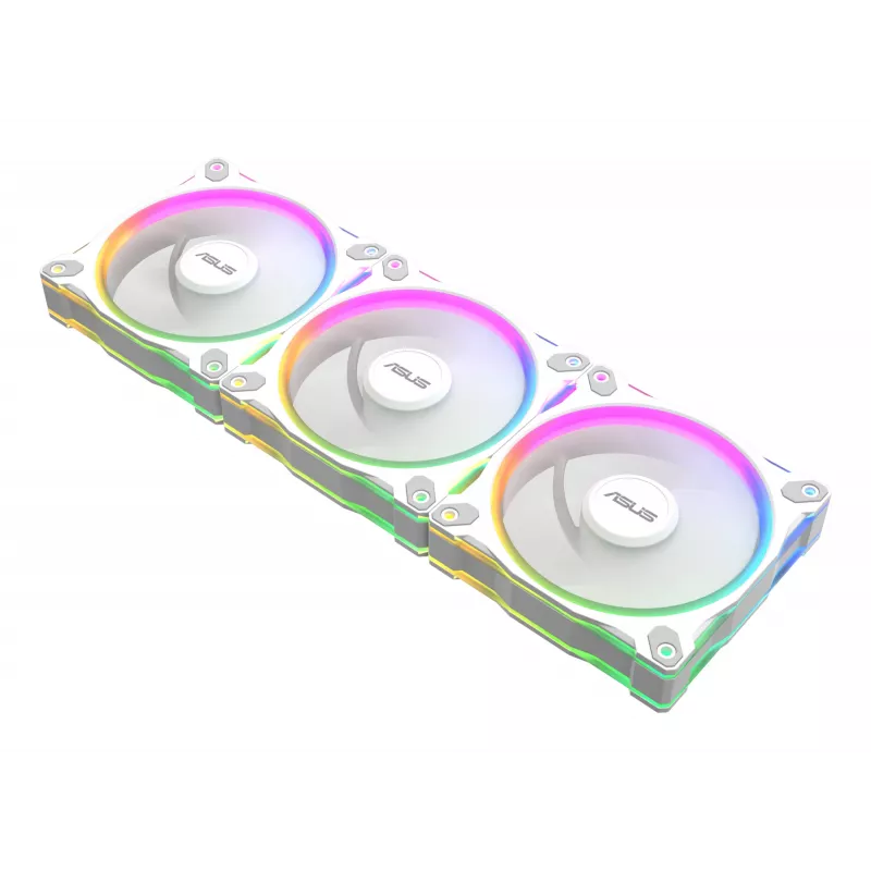 Ventoinha para caixa ASUS Prime MR120 ARGB branca 120 mm, 1600 rpm, PWM, rolamento deslizante, 58 CFM